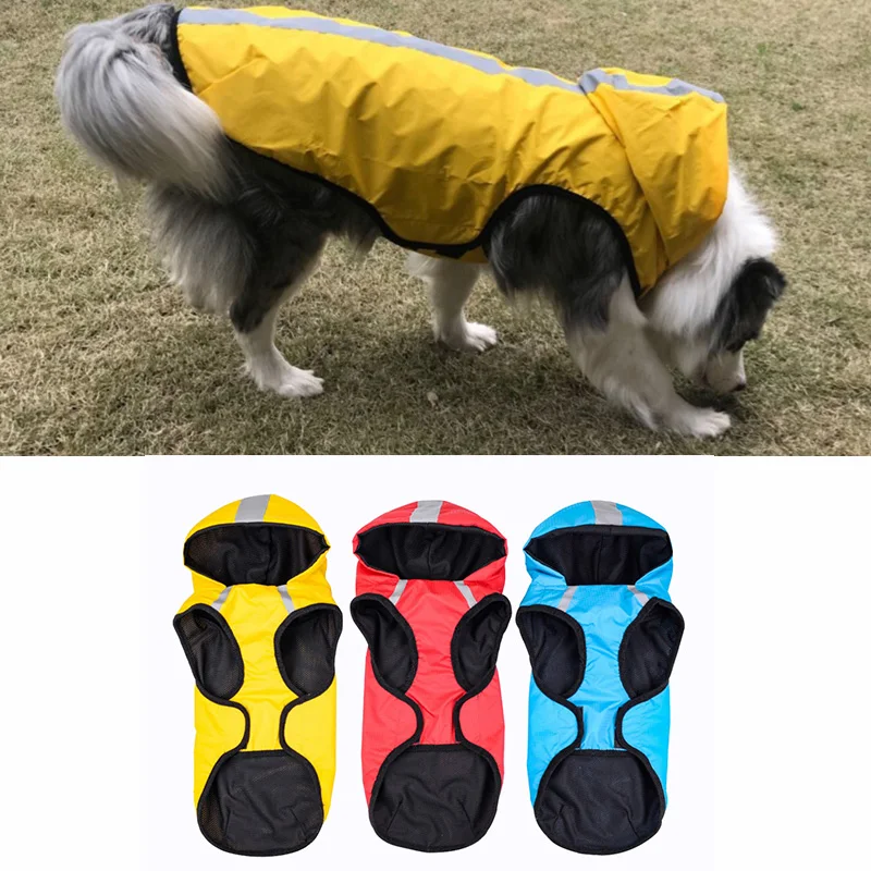 Waterproof Dog Coat Pet Clothes Reflective Tape Large Dog Raincoat Teddy Bear Big Dog Jacket Hoodie Rain Coat Pet Supplies S-3XL