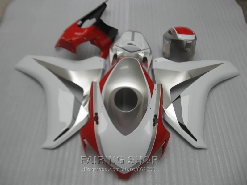 Free customize plastic fairing kit for Honda CBR1000RR 08 09 10 11 white silver red fairings CBR1000RR 2009 2010 2011 2011 OT26