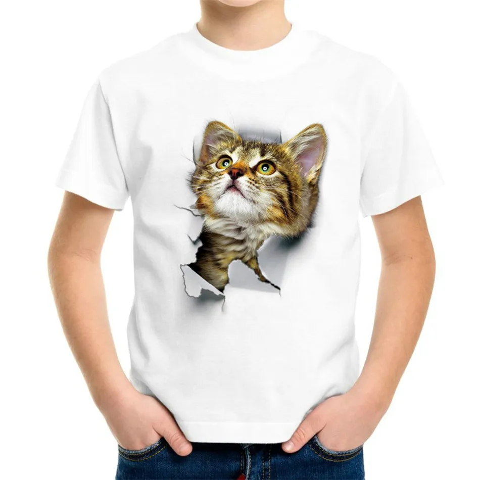 Joyonly 2018 Boys Girls Summer Animal cat Print T-Shirt Kids Apparel Baby Clothes Children Hipster Fashion T shirt Cool Tops