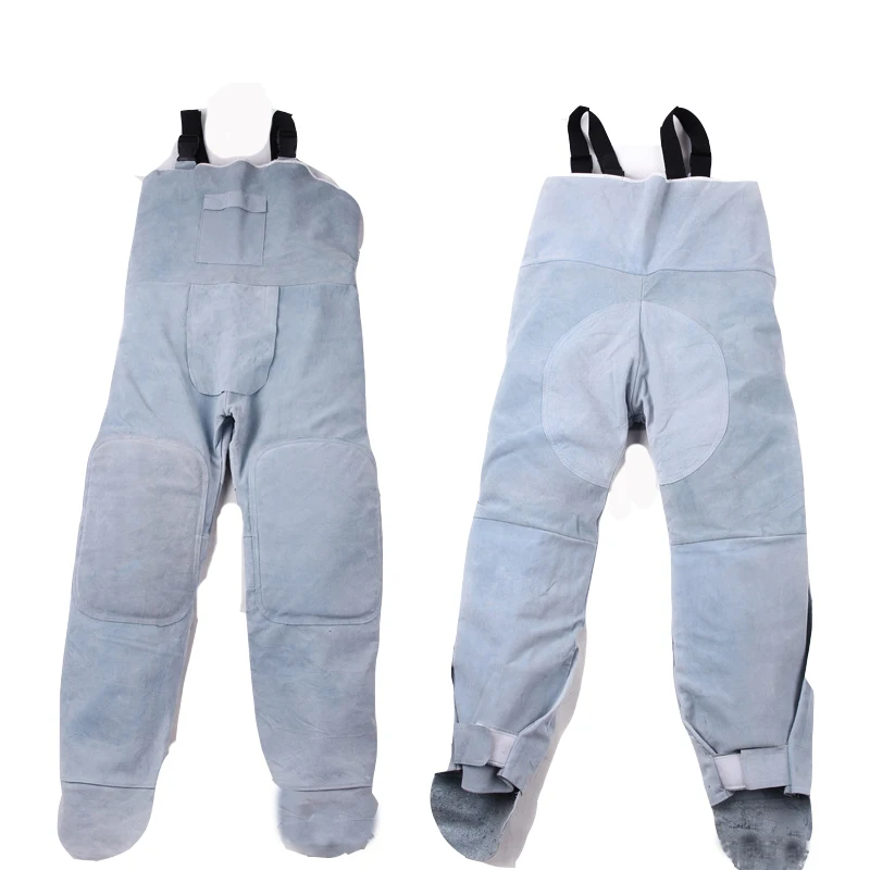 Electric Welding Cowhide Protective Clothing High Temperature Leather Welding Pants Anti-flame-proof Safety Welding Overalls