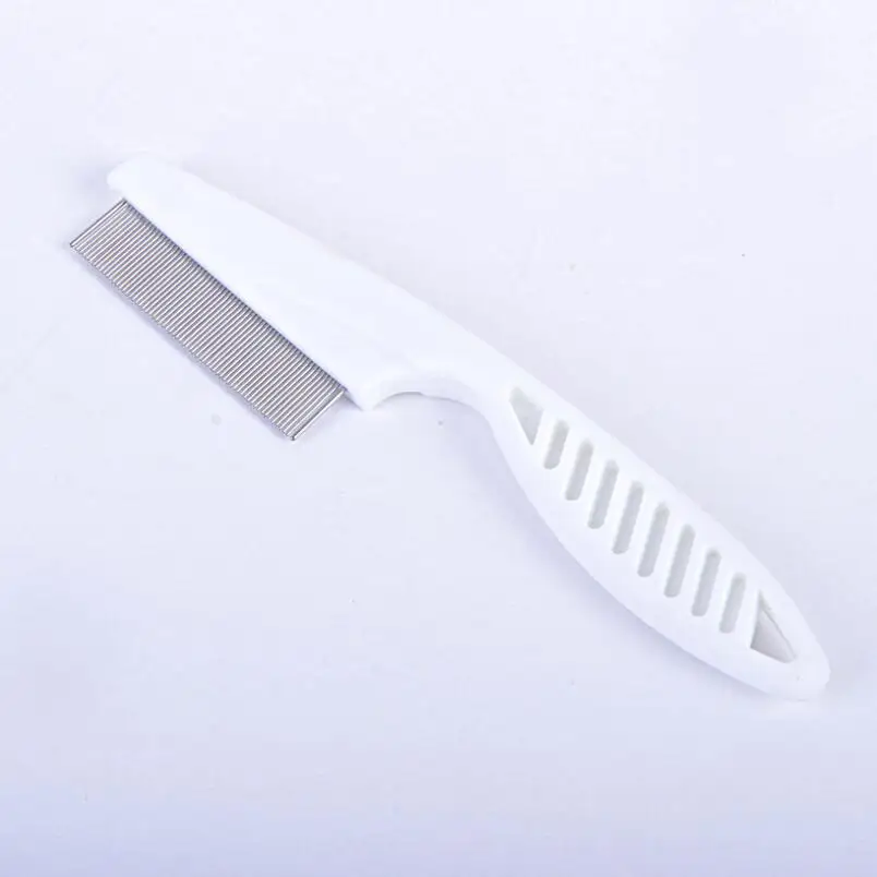 

White Pet Dog Hair Flea Comb Stainless Pin Dog Cat Grooming Brush Comb Cleaner Tool LX1093