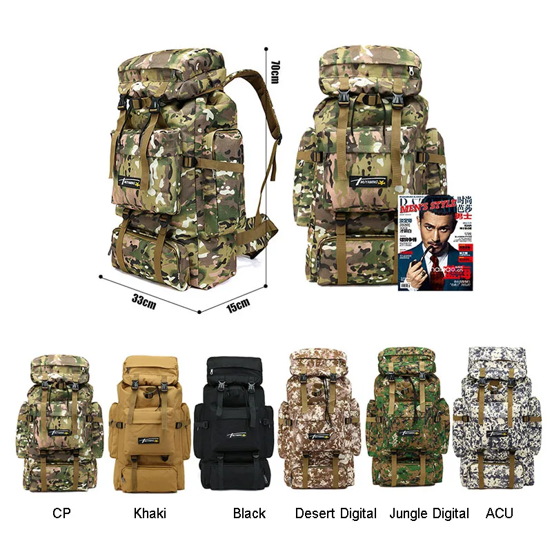 70L Large Capacity Backpack Multifunction Waterproof Backpack Rucksack for Hike Travel Backpacks Mochila