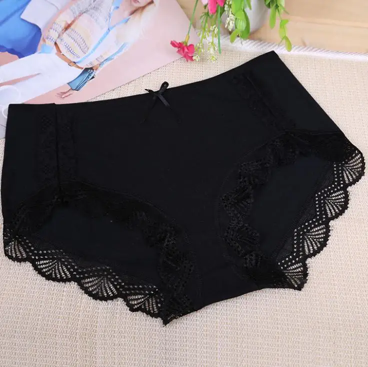 KJ19 High Quality Cotton Mid-waist women panties Solid Color Plus Size Sexy Bow Ladies Underwear