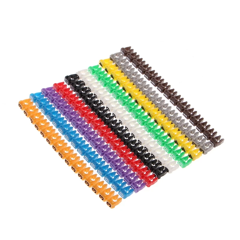 150 Pcs Cable Markers Colourful C-Type Marker Number Tag Label For 2-3mm Wire 4XFD