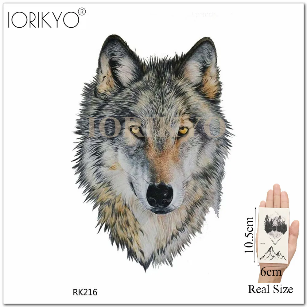 Women's Fashion Temporary Tattoo Stickers Husky Forest Real Wolf King Men Fake Arm Tatoo Drawing Black Waterproof Tattoo Paste image 5