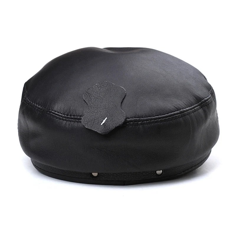 New 2024 Military Hat 100% High Quality Cow Leather Winter Warming Men Women Cap For Father Mother Gift hot sale