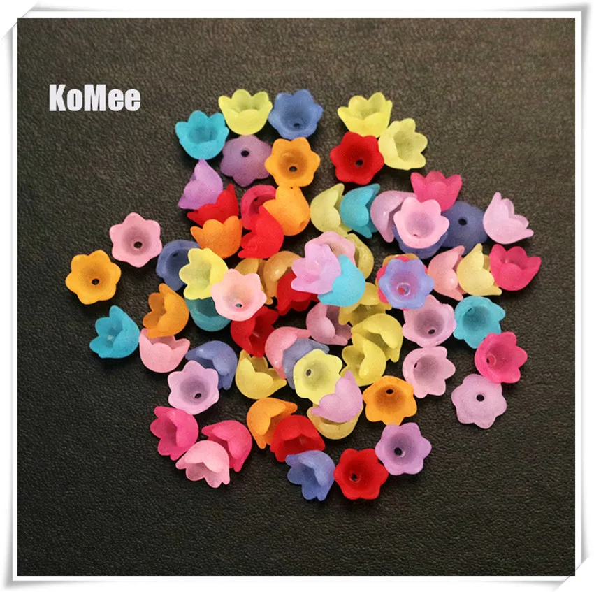 

1000pcs/lot Assorted Colors Frosted Flower Caps Acrylic Spacer Beads 7x10mm Jewelry Accessories Bracelet Craft DIY Beads