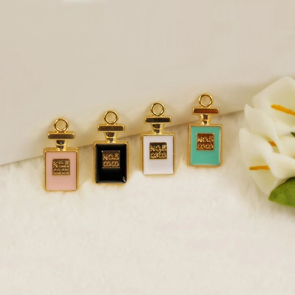 10pcs RUIDAY Perfume Bottle Floating Enamel Charms Alloy Pendant For Necklaces/bracelets DIY Female Fashion Jewelry Accessories