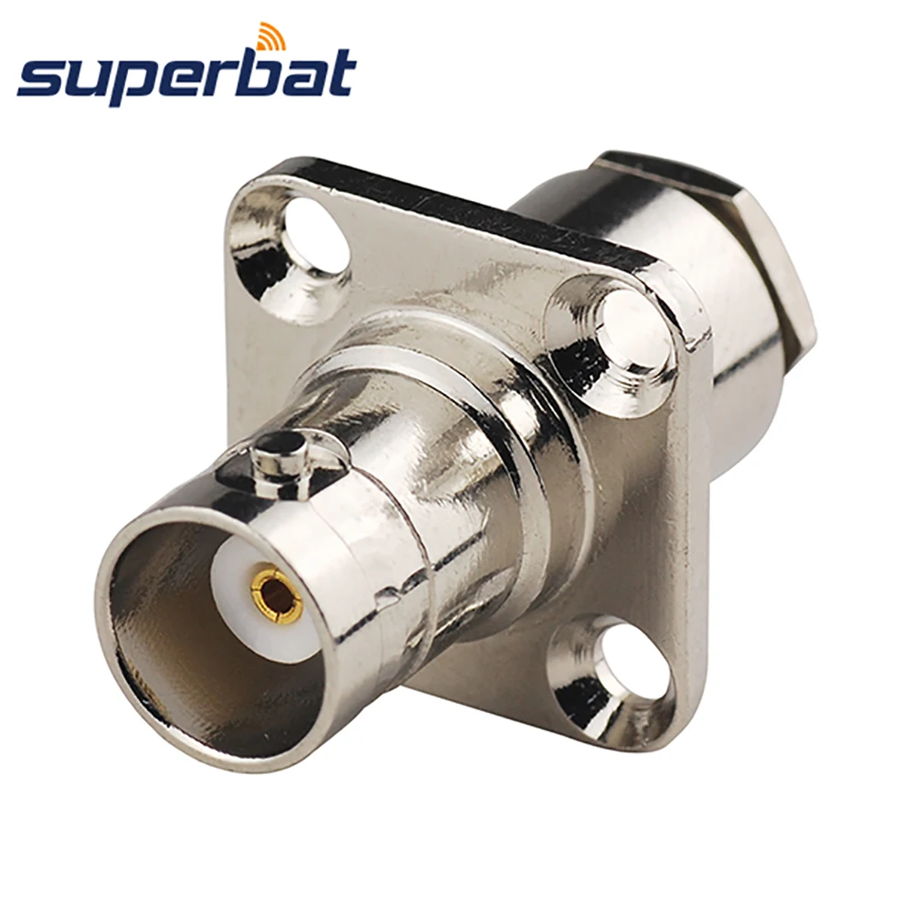 Superbat BNC Female Straight With 4 Hole Panel Mount RF Coaxial Connectors for Cable RG58,RG142,LMR195