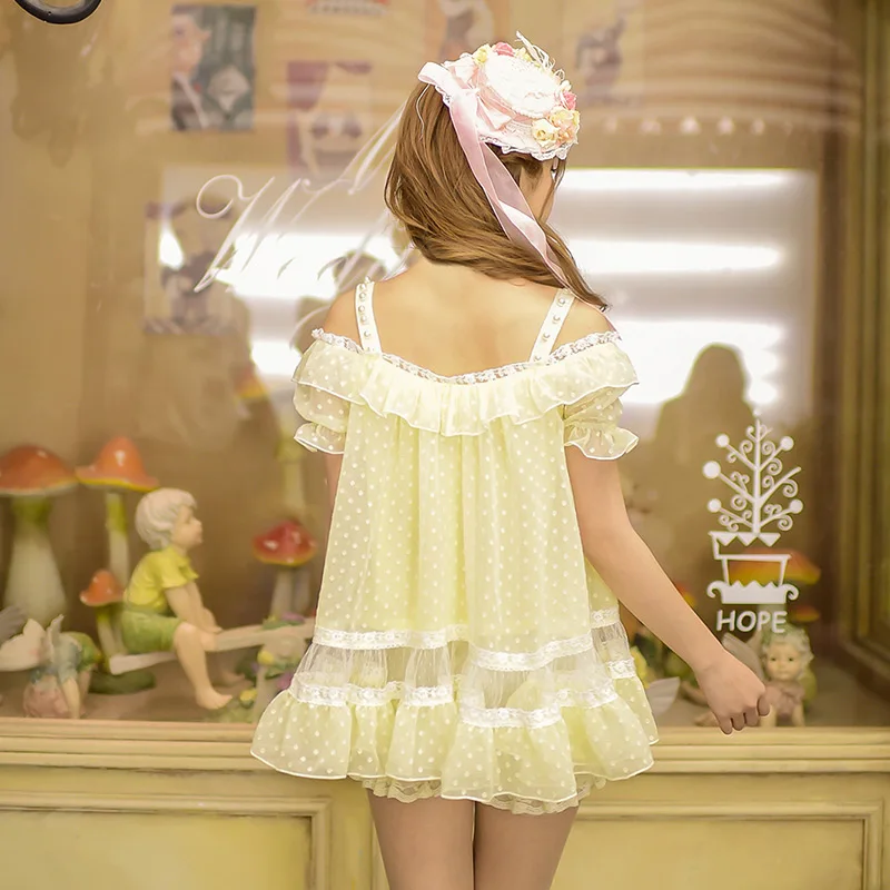 Princess sweet lolita shirt  Candy rain exclusive design summer new women's sweet fresh sling Strapless Chiffon shirt C16AB6057