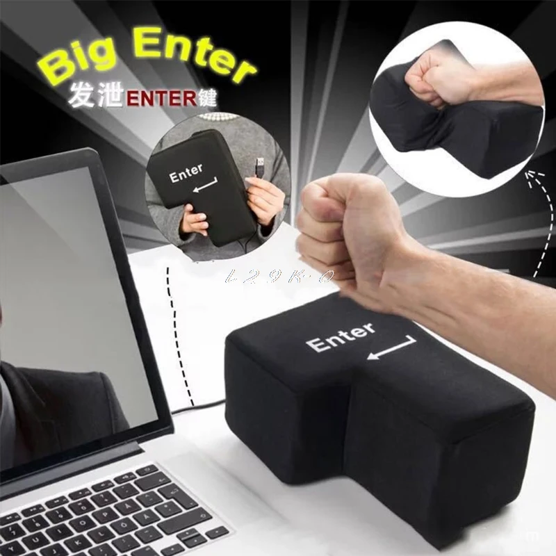 Big Enter Supersized Key USB Pillow Office Desktop Travel Nap For Anti Stress Relief