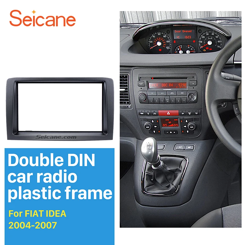 Seicane 2 Din Car Radio Fascia Trim Kit for 2004-2007 FIAT IDEA Dash Mount Kit Adapter CD Trim Car Refitting DVD Player Frame