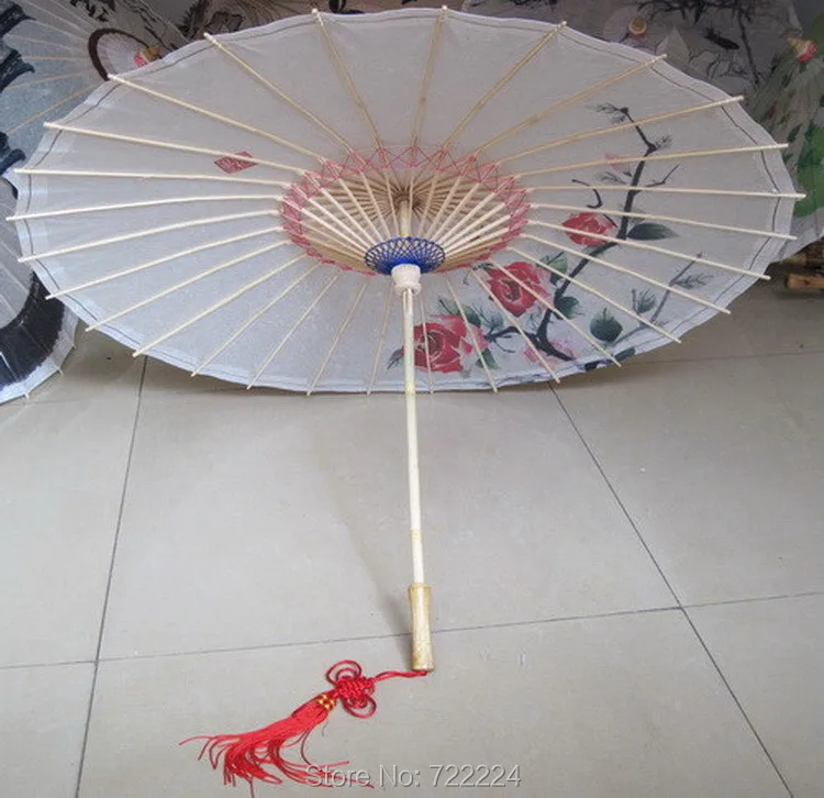 Dia 84cm Chinese Handmad Craft Classical Butterfly on Red Rose Picture Oiled Paper Parasol Decoration Gift Dance Props umbrella