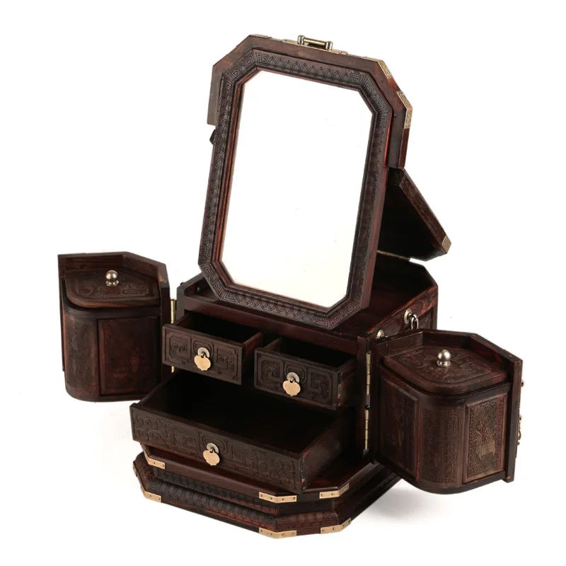 home decor Best Price wood Rosewood rosewood wooden jewelry box jewelry box carved wood wedding oversized box mirror with lock