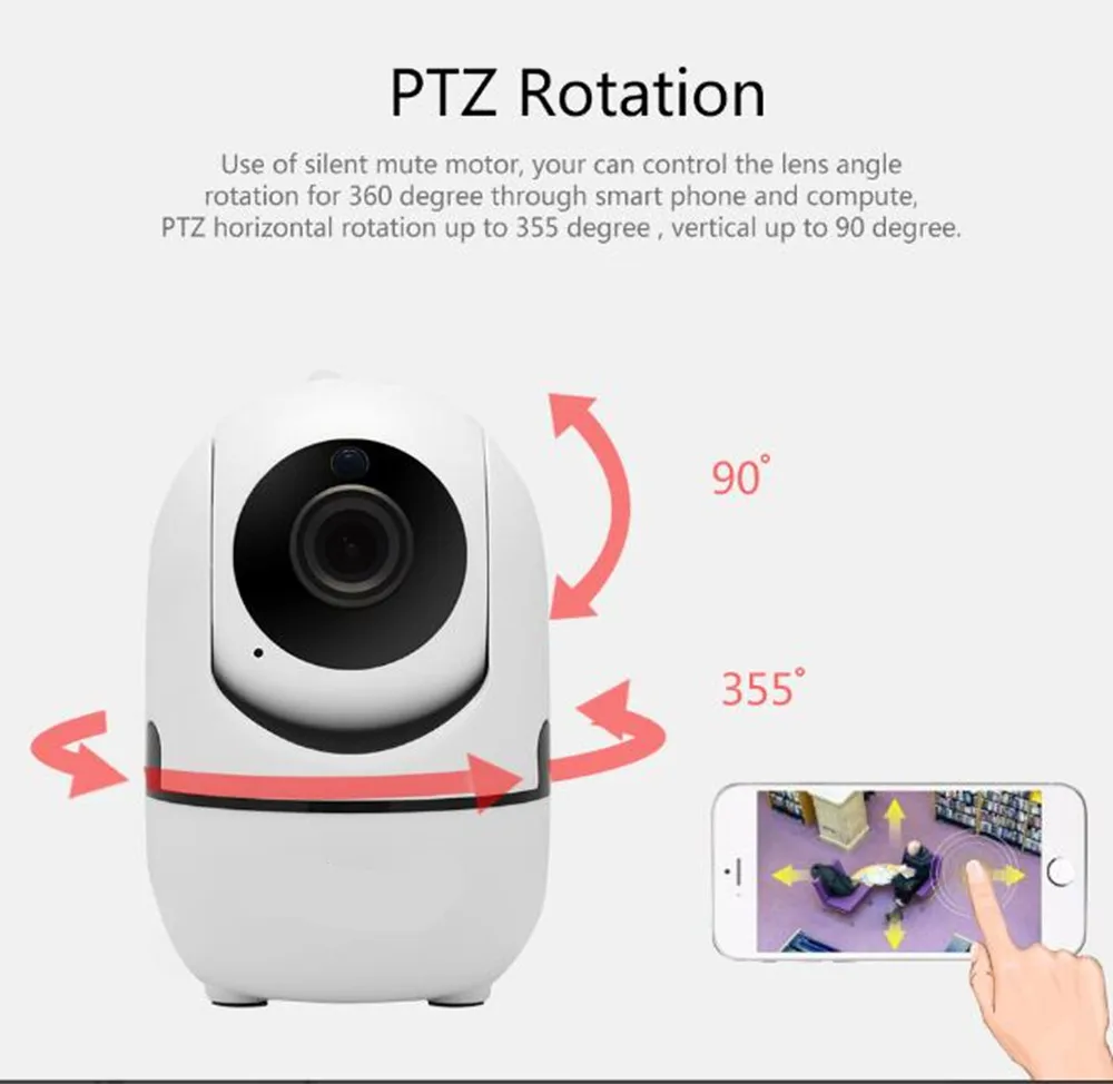 2MP 1080P YCC365/Yoosee/Tuya APP Auto Tracking Wireless WIFI IP PTZ Camera AI Humanoid Detection Home Security CCTV Baby Monitor