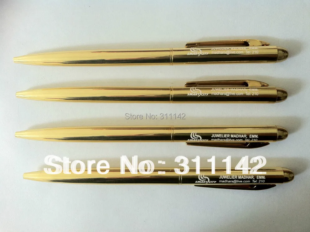 

Free shipping classic metal pen 500pcs with logo printing gold metal ballpoint pen