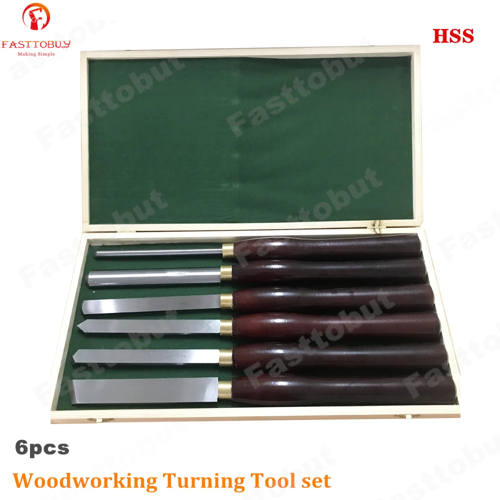 6pcs/set HSS Woodworking Turning Tool set HSS Lathe Chisel Set High Speed Steel Semicircle Knife Hand-held Wooden Turning Tool