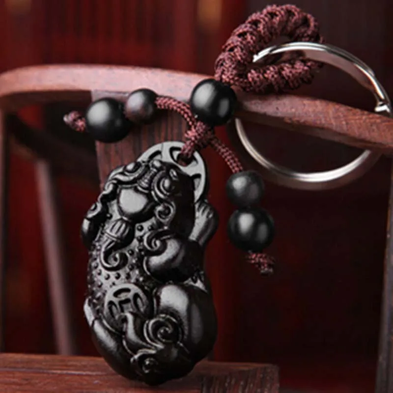 1 keychain black ebony car key ring  Key holder hangings key chain Bag pendant