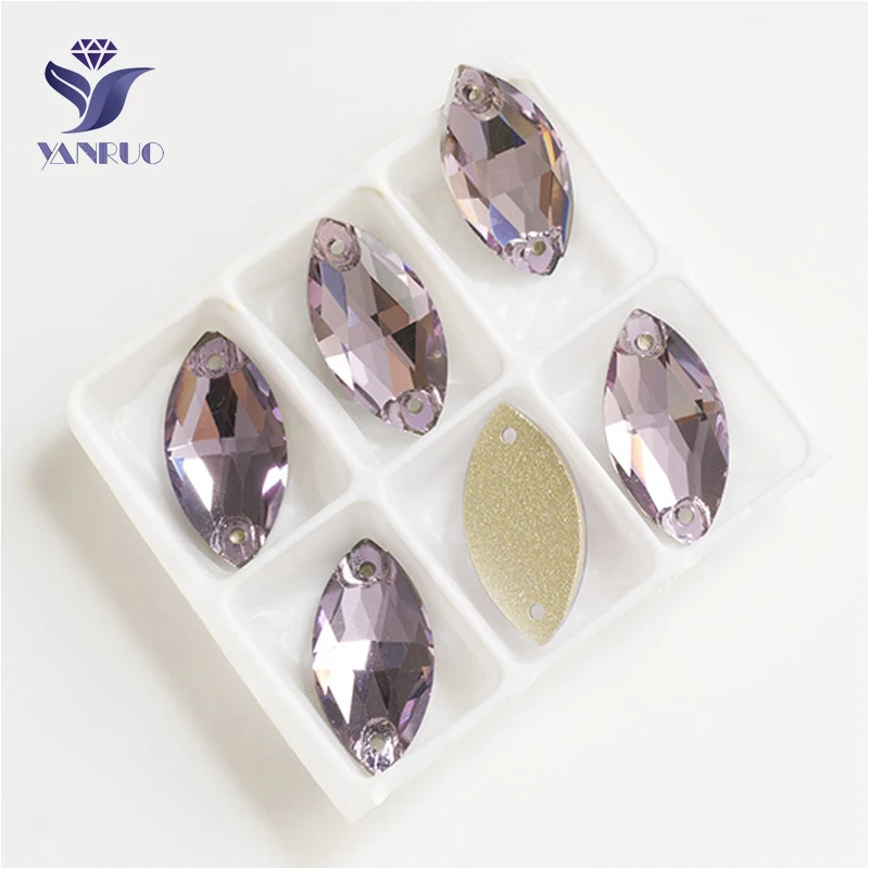 

YANRUO 3223 All Sizes Violet Navette Sewing Stones Sew On Glass Strass Flatback Crystal Horse Eye Rhinestone