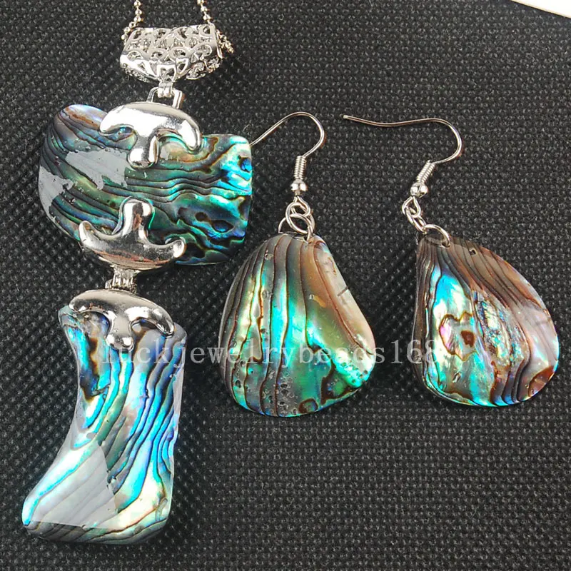 Women Fashion Jewelry New Fashion Zealand Abalone Shell Wommen Men Art Pendant Earring Set C3459