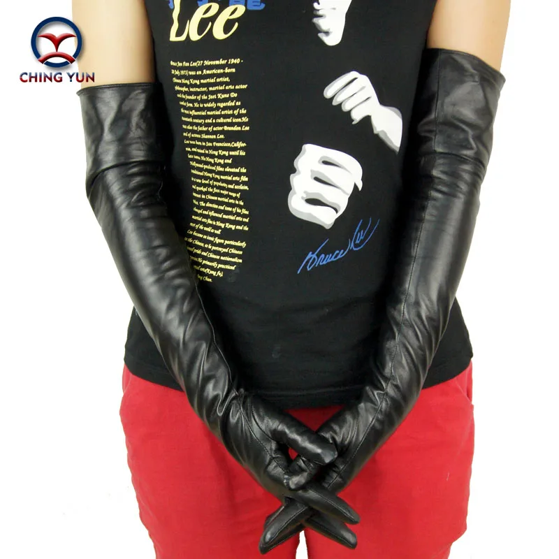 2018 new winter lady fashion sheepskin leather high quality hot sale gloves women genuine leather mittens long style Arm sleeve