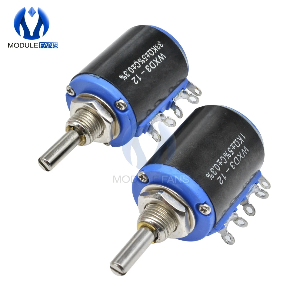 WXD3-12-1W 권선 전위차계 저항 옴 10 회전 선형 회전 전위차계 5% + 5% -5% Diy 전자