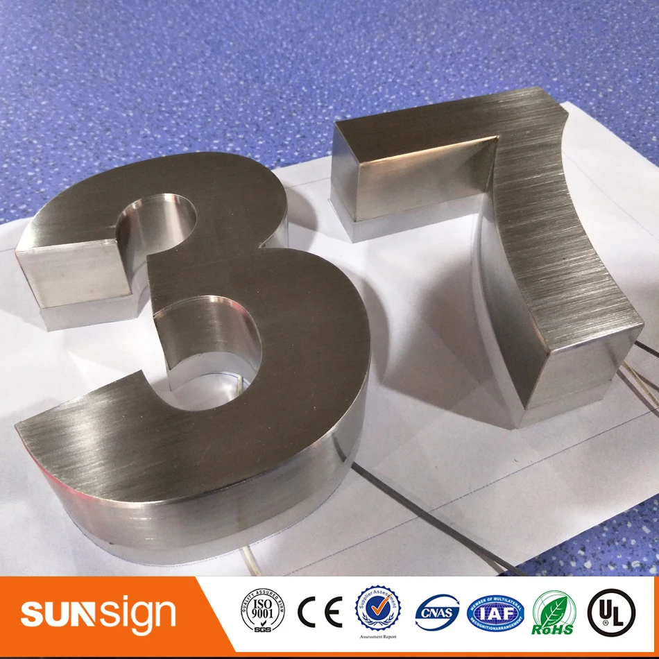 H 15cm LED surat tanda dengan stainless steel shell