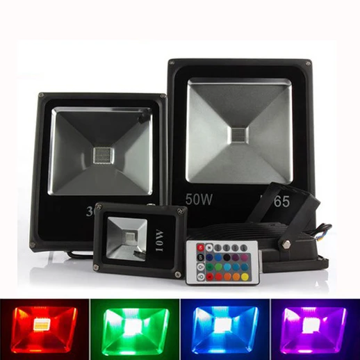 20pcs Led Spotlight Outdoor RGB Flood Light Color Changing 10W 20W 30W 50W Waterproof Outdoor Floodlight Garden AC90-260V