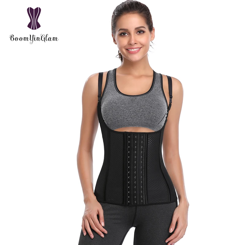 

Latex Material Breathable Body Shaper 9 Steel Boned Waist Trainer Slimming Tummy Corset With Adjustable Straps 605#