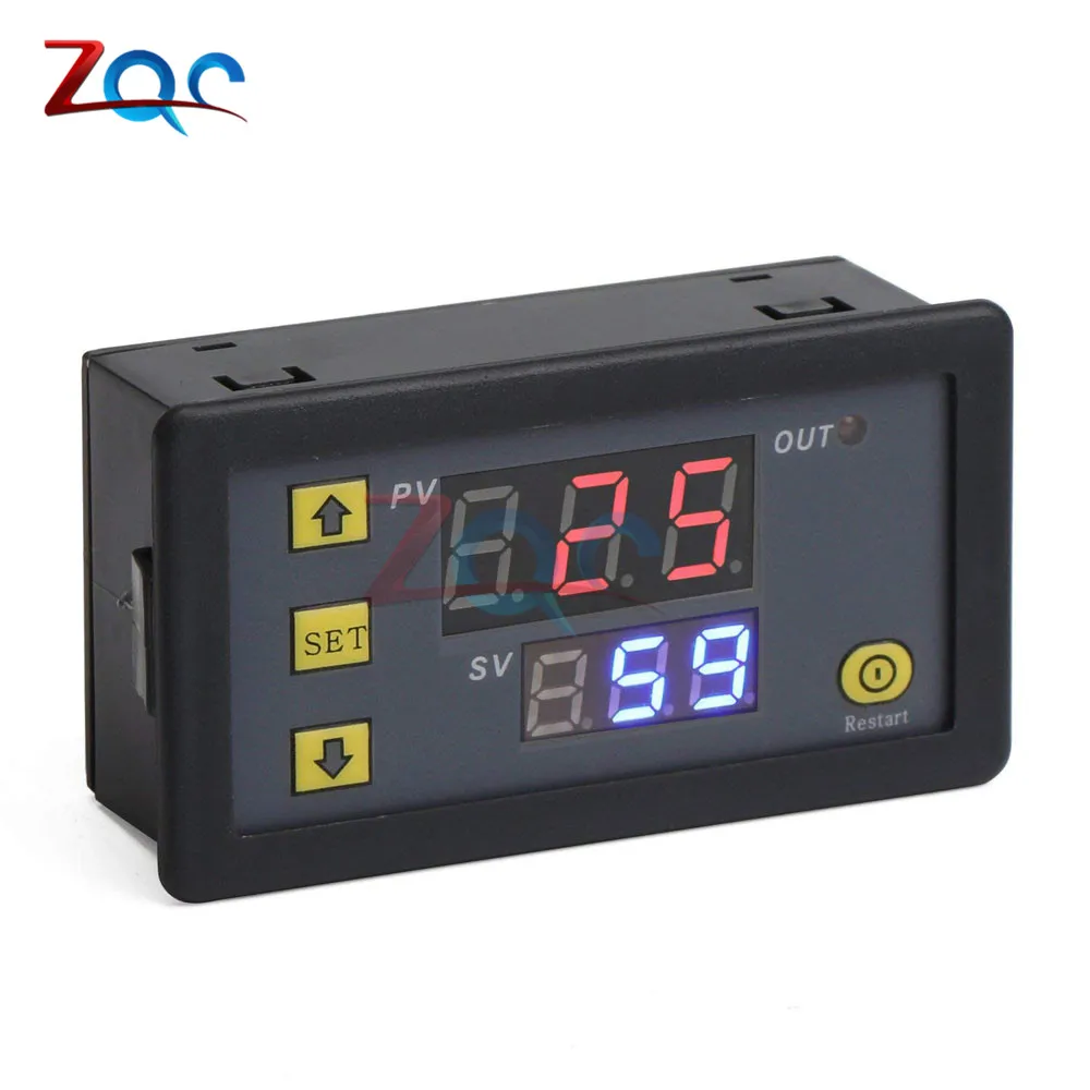 DC 12V Digital Cycle Timer Delay Relay Board Module with Dual Time Red/Blue LED Display Timing Relay Switch for Vehicle Car