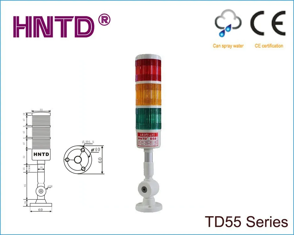 Hntd 55 dobra haste tipo 24v muitas vezes brilhante 3 camadas com buzzer led indicador de luz cnc máquina ferramenta aviso lâmpada frete grátis