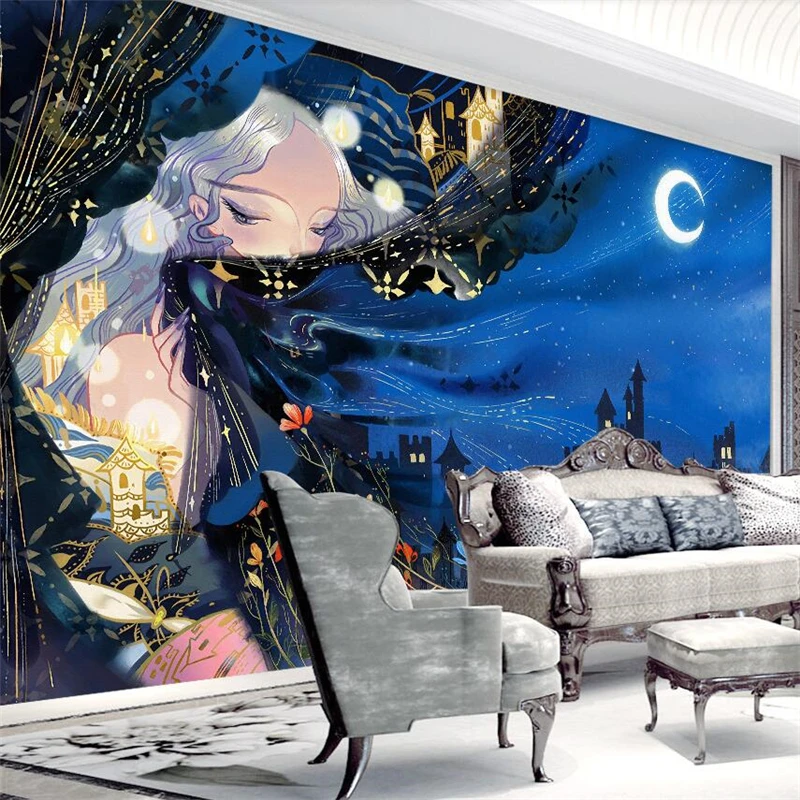 

wellyu Nordic simple hand painted beauty watercolor style TV background wall paper custom large mural wallpaper mural