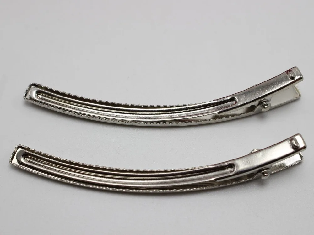 20  Silver-plate Tone Metal Moon Shape Pinch Alligator Hair Clips 80mm with Teeth Bows