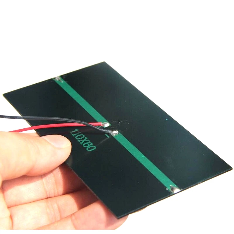 BUHESHUI 1W 6V Mini Cella Solare Modulo Solare Pannello Solare Policristallino con Filo 15CM Sistema di Caricatore Solare FAI DA TE 110*60MM 2 PZ