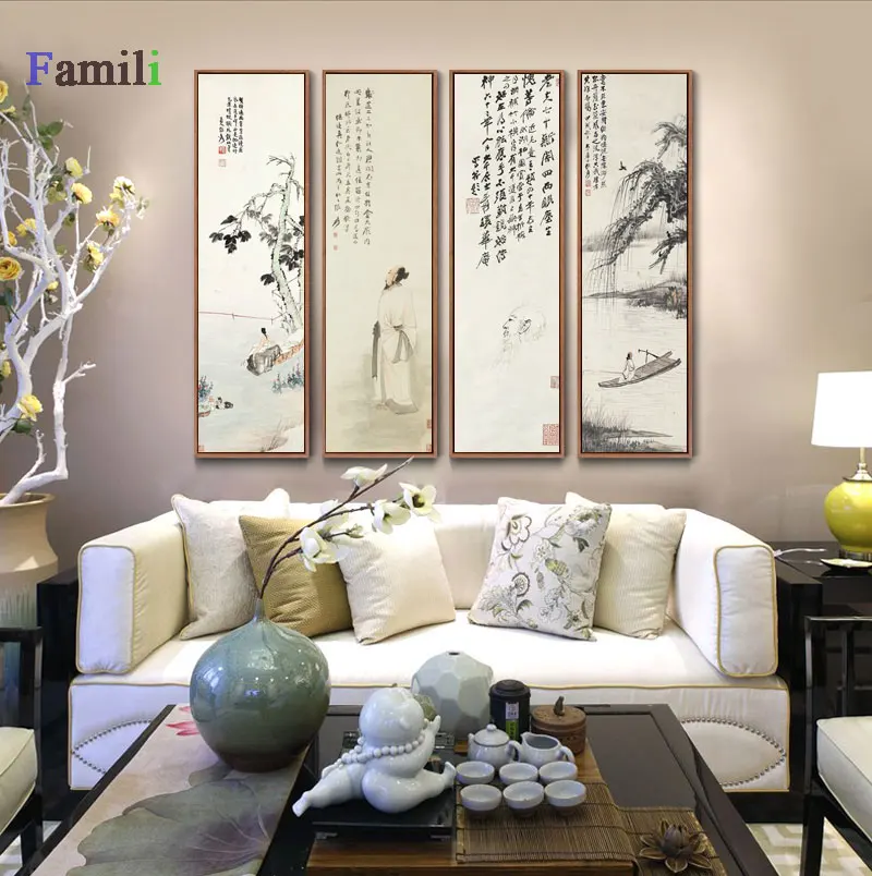 Zhang Daqian Affiche Vintage Chinese Meticulous  Posters Canvas Paintings Wall Art Picture For Living Room Study Room Home Decor