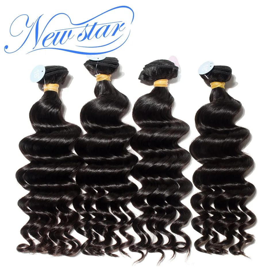 

Brazilian Loose Deep Hair Weave 4 Bundles Thick Hair 11A Unprocessed Raw Virgin Human Hair Weaving Cuticle Aligned New Star Hair