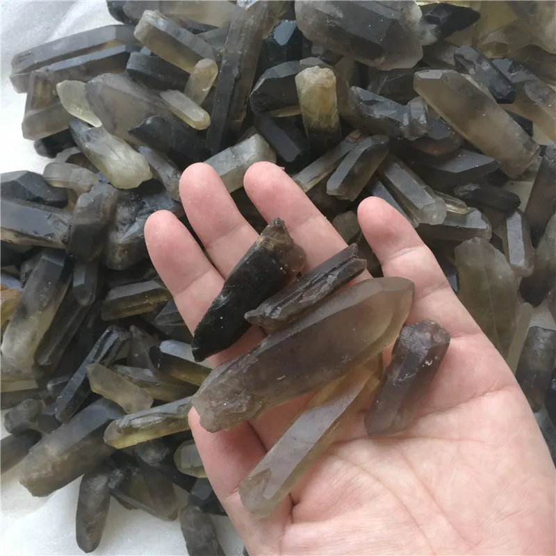 AAAA+++ Natural Black Crysal lemurian Seed Quartz Points Stone Ore Gems Stone 100g