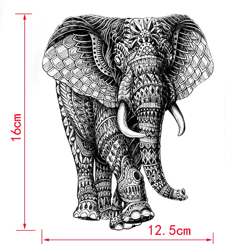 Mighty Elephant God Waterproof Temporary Tattoo sticker high quality Mechanical elephant Fake Tattoo sleeves Henna Tatoo