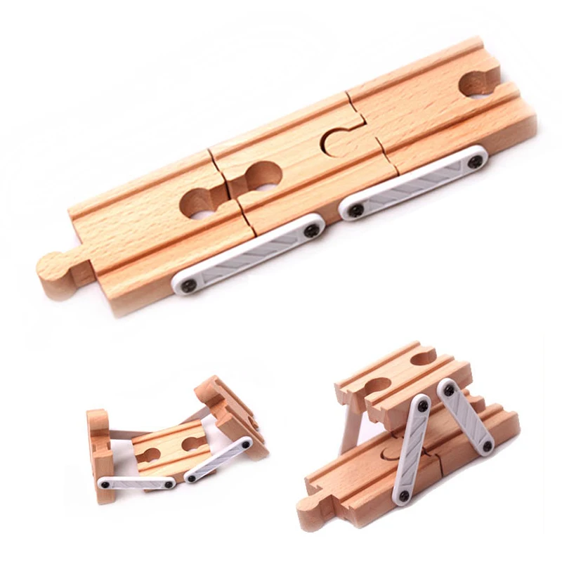 P93 Double Sided Track Multi-function Straight Rail Adapter Converter Wood Track Accessories Compatible Wooden Train Track