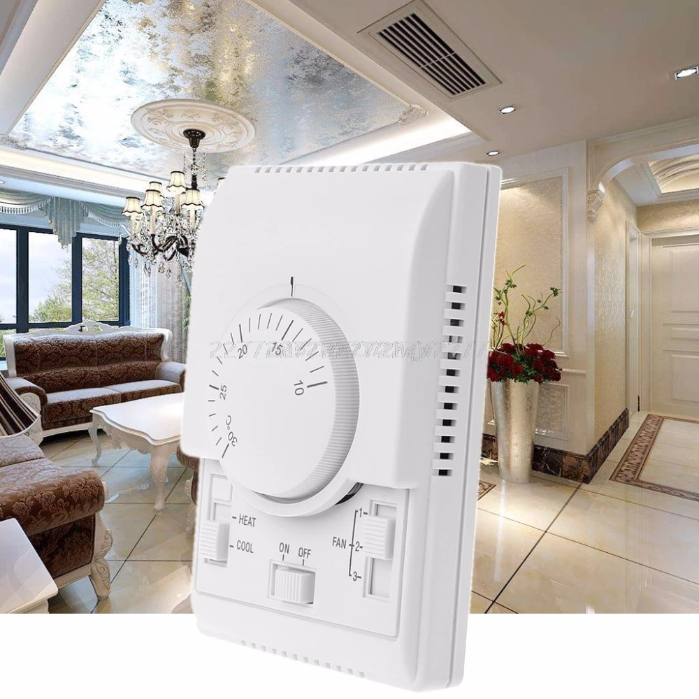 220V Room Mechanical Thermostat Control Air Conditioner Fan Coil Temperature Controller My02 19 Dropship