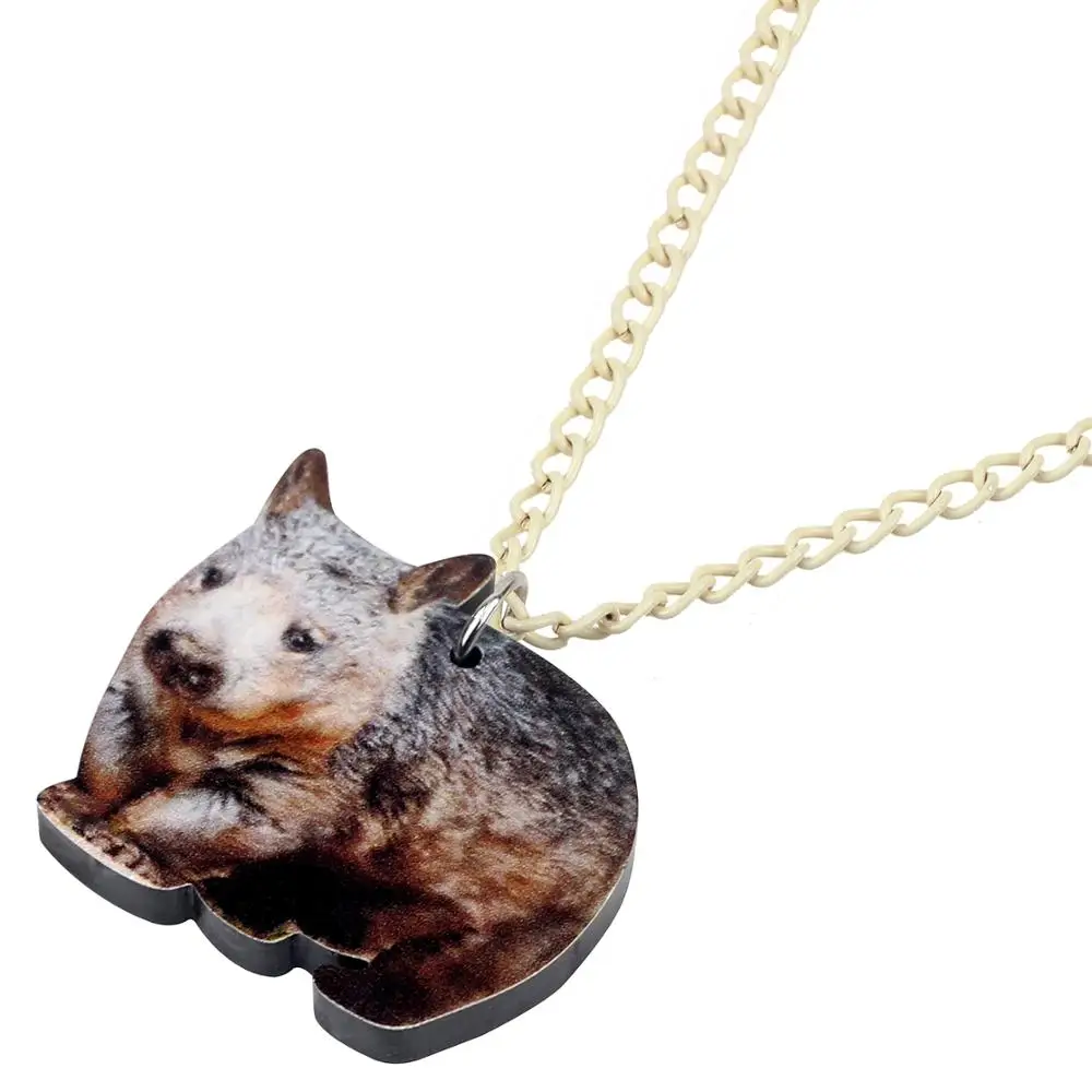 WEVENI Acrylic Stupid Cute Wombat Pendant Necklace Choker Chain Fashion Unique Design Jewelry For Women Girls Gifts Accessories