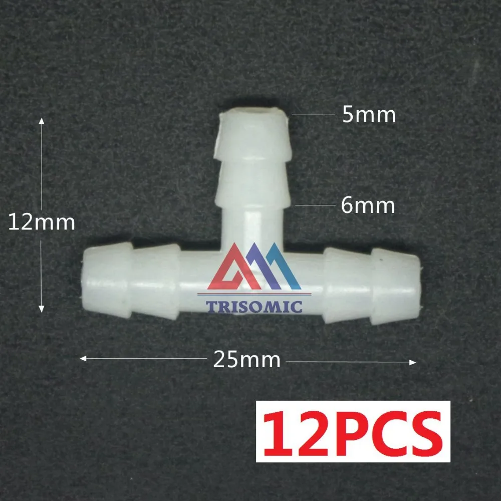 12 조각 5mm tpye 동등한 커넥터 동등한 튜브 소목 장 재료 PE 플라스틱 피팅 물고기 탱크 항공 수족관