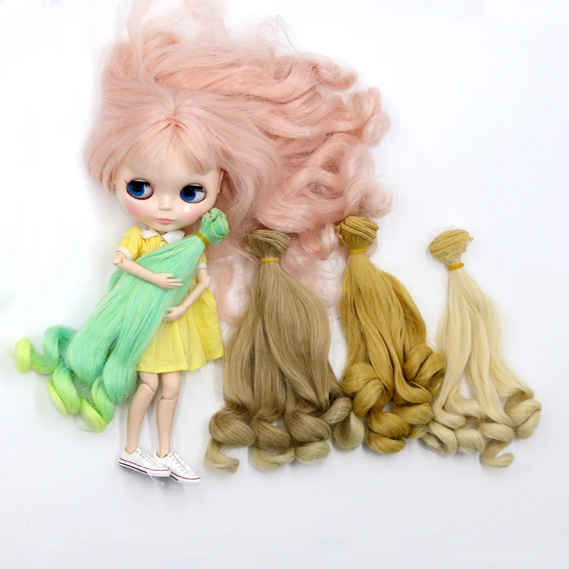 Msiredoll bjd wig Accessories 1piece 20*100CM doll hair for 1/3 1/4 1/6 1/12  Gradient Color  Curly bjd wigs diy Free shipping