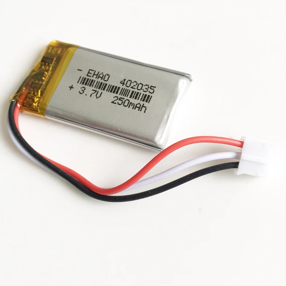 3.7V 250mAh 402035 litowo-polimerowa lipo akumulator JST PH 2.0mm 3pin złącze do GPS Mp3 GPS bluetooth inteligentny zegarek