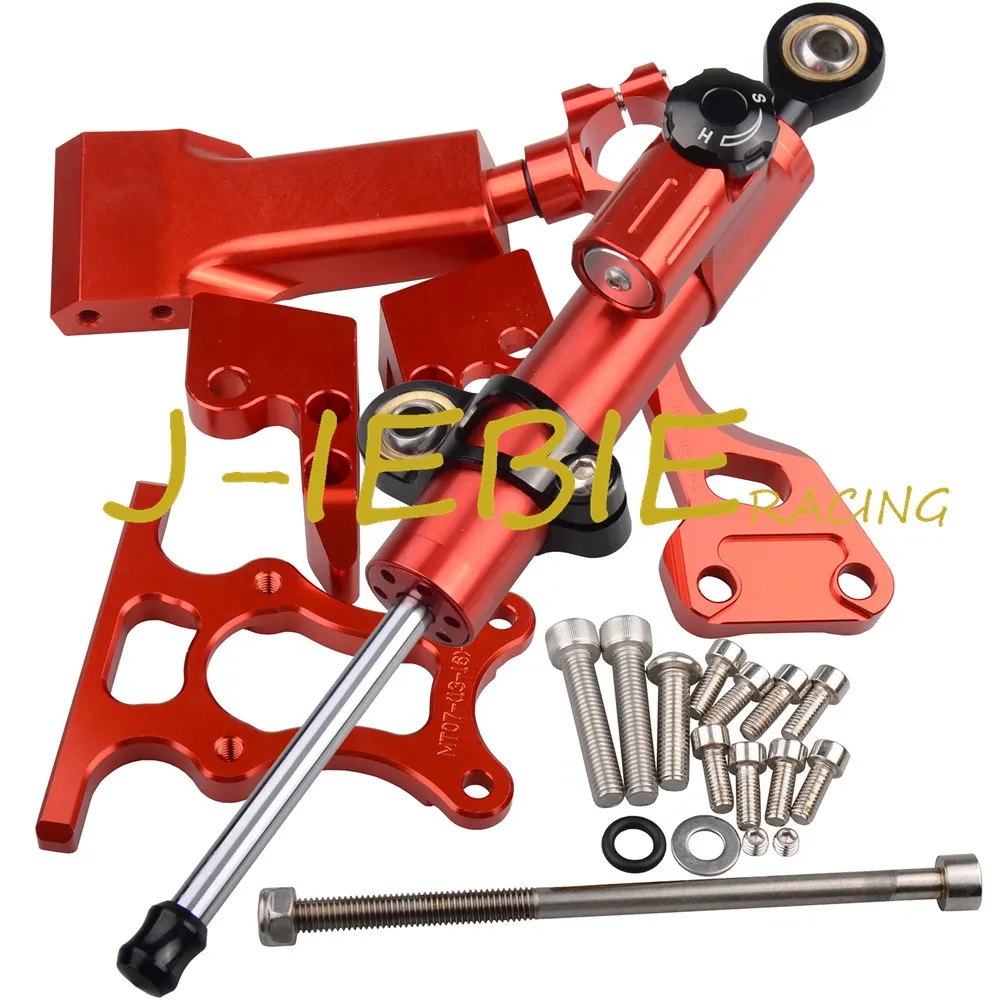 

CNC Steering Damper Stabilizer and Red Bracket Mounting For Yamaha MT07 FZ07 2014-2017 2015 2016