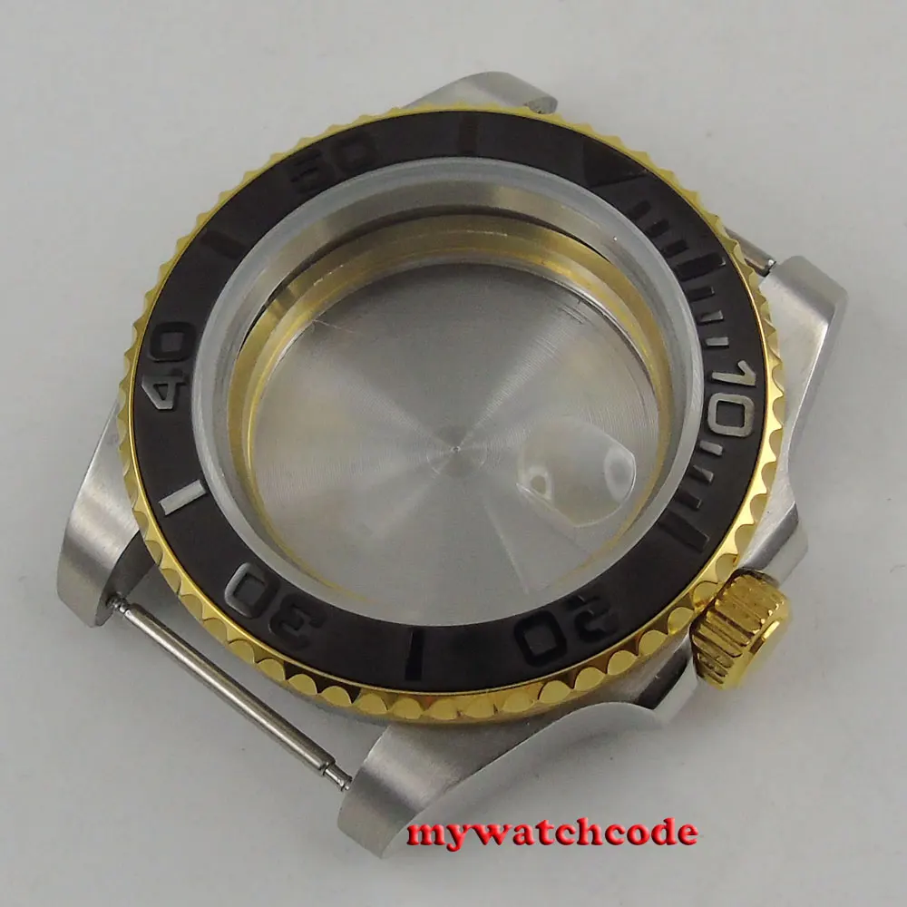 40mm Sapphire Glass Ceramic Bezel Golden Watch Case Fit 2824 2836 MOVEMENT C143