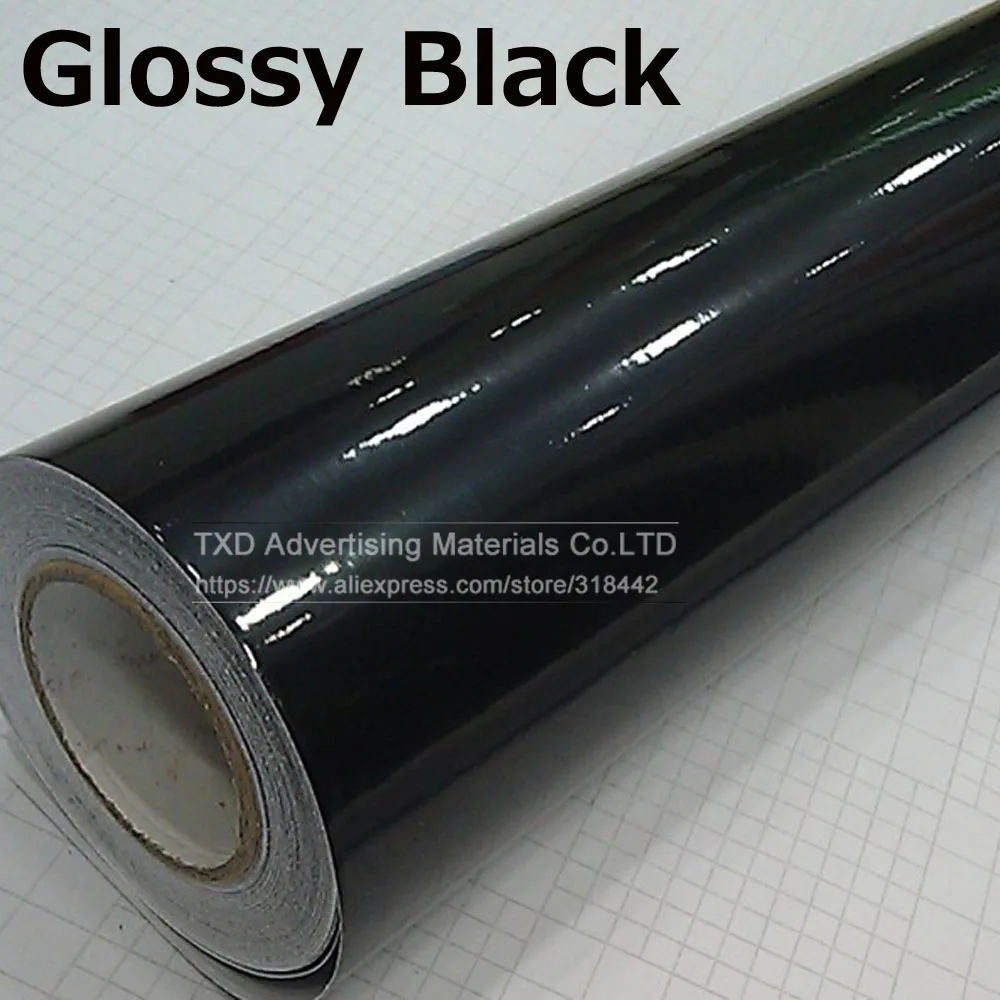 10/20/30/40/50/60x152CM Glossy Black Vinyl Car Decal Wrap Sticker Black Gloss Film Wrap Retail For HOOD Roof Motorcycle Scooter