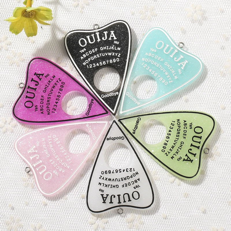 10Pcs 42*60MM Ouija Planchette Charms Flatback Resin Cabochons Glitter Accessory for  Necklace Pendant  Diy Making