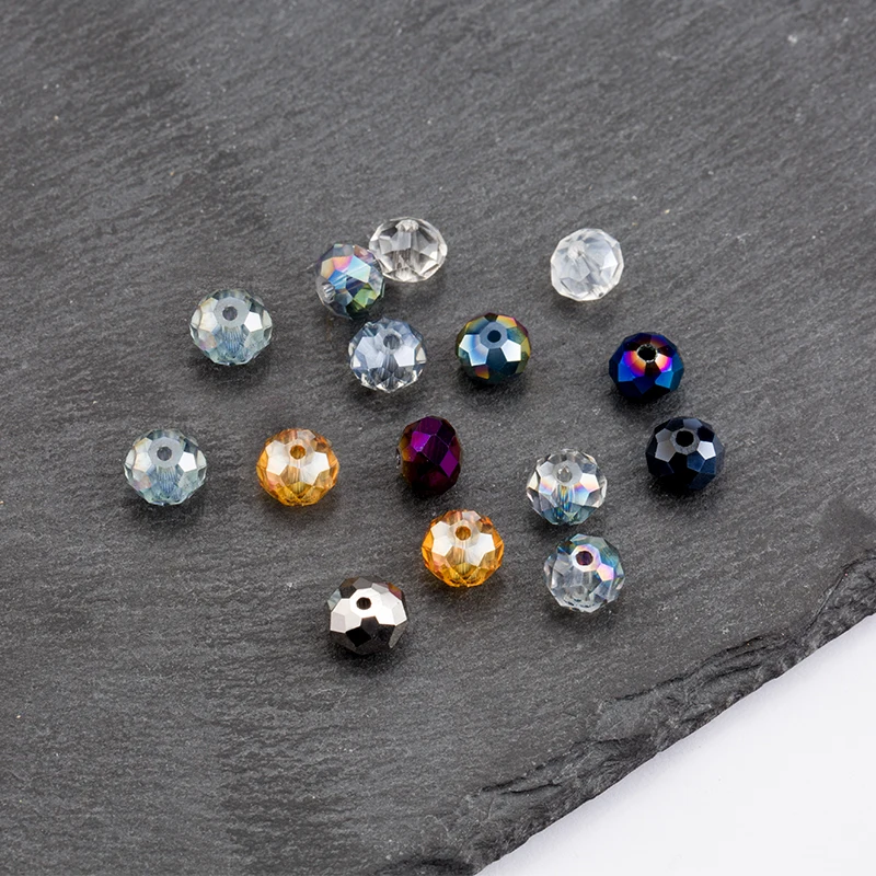 Plated AB color 4mm-8mm round glass beads ball shape crystal loose beads for Necklace bracelet making diy, jewelry accessories