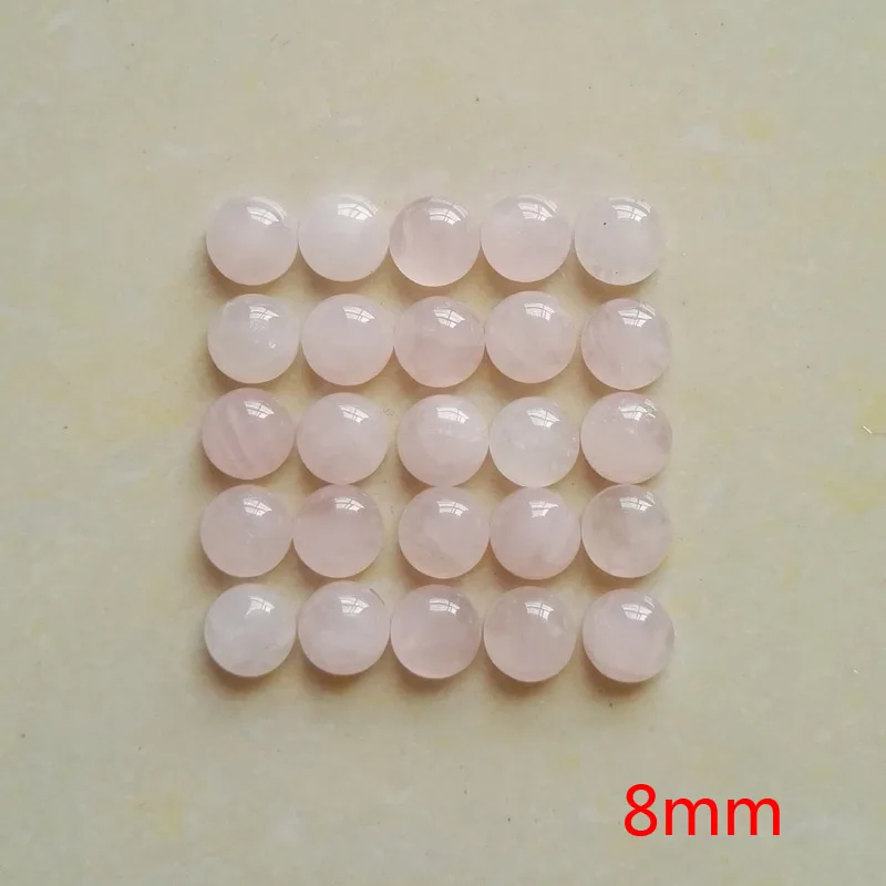 Fashion pink crystal natural stone Cabochon bead no hole 6 8 10 12 14 16 18 20MM Quartz Rose Single arc jewelry accsories 50pcs